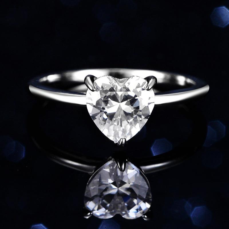 Bague Ringen Novinka v srdci S925 Sterling Silver Sparkling 2CT Moissanite zásnubní prsteny pro ženy Šperky s příslibem výročí
