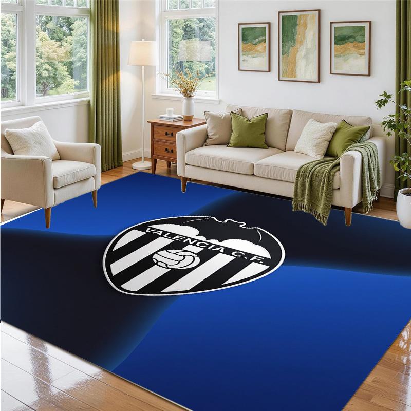 Valencia FC Design Crystal Velvet Rug Soft Decorative Mat for Bedroom Entrance