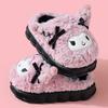 Sanrio Winter Furry Cotton Slippers for Girls – Warm Indoor Cartoon Shoes with Thick Soles, available in Parent-Child Sizes.