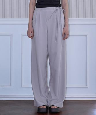 ROSEFRANTZ Pintuck Strap Wide Slacks [Gray]