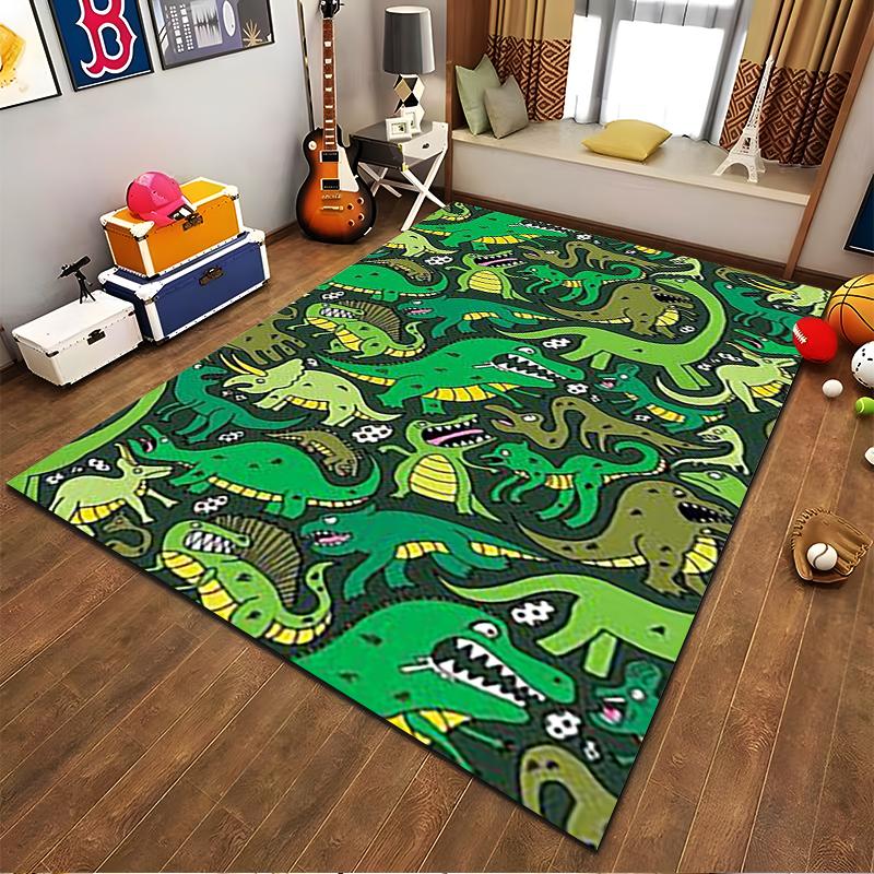 Colorful Cartoon Dinosaur Pattern Carpet for Kids Room Decor Suitable for Use As an Anti-slip for Living Room Bedroom Sofas