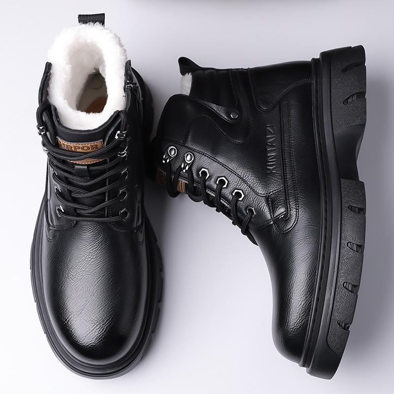 2024 zima nové pánské vysoké bavlněné boty pánské silné pracovní boty s velkou špičkou sametové zateplené boty 66088
