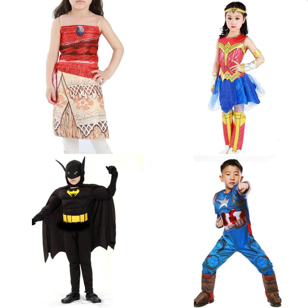 Splendido Costume di Halloween per Bambini Super Eroe Batman Superman Tuta Cosplay per Ragazzi e Ragazze