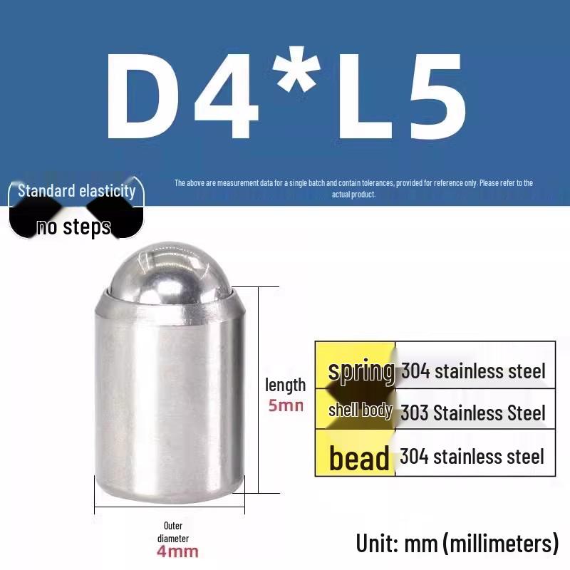 304 Stainless Steel Spring-Loaded Ball Plunger with Limit Screw