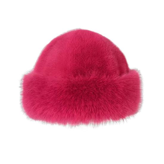Faux Fur Winter Bucket Hat Solid Color Soft Texture Thickened Warm Plush Hat Gentle