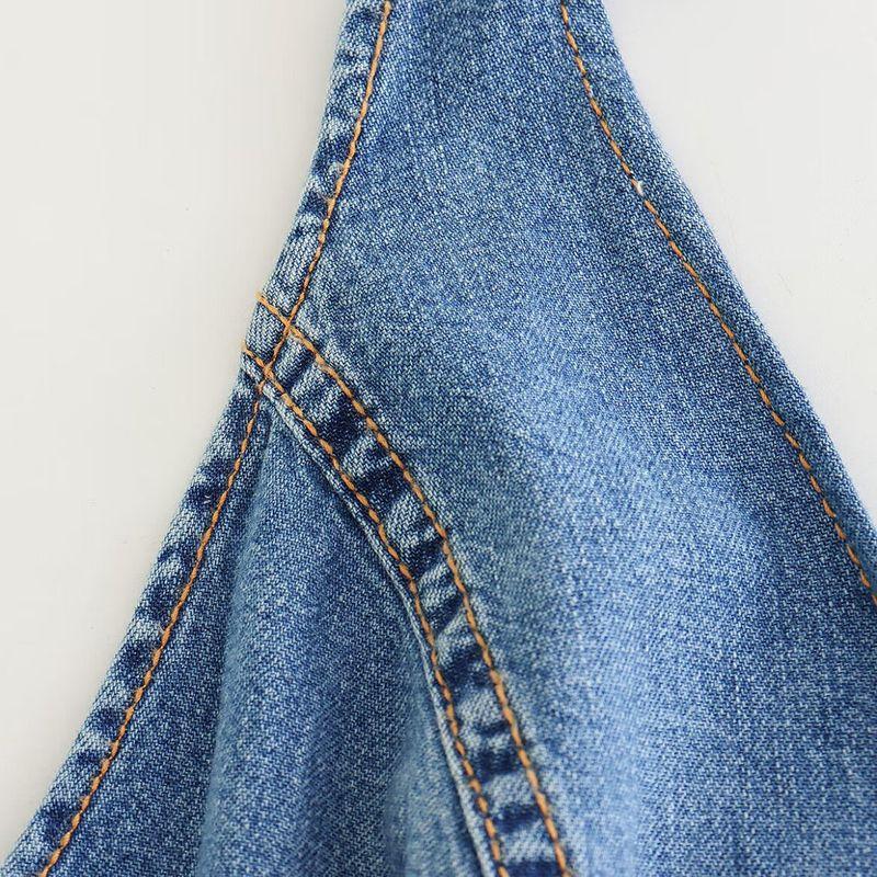 Kaslead New Women Clothes Western Style Fashion Simple and Versatile Double Placket Denim Top 2569070