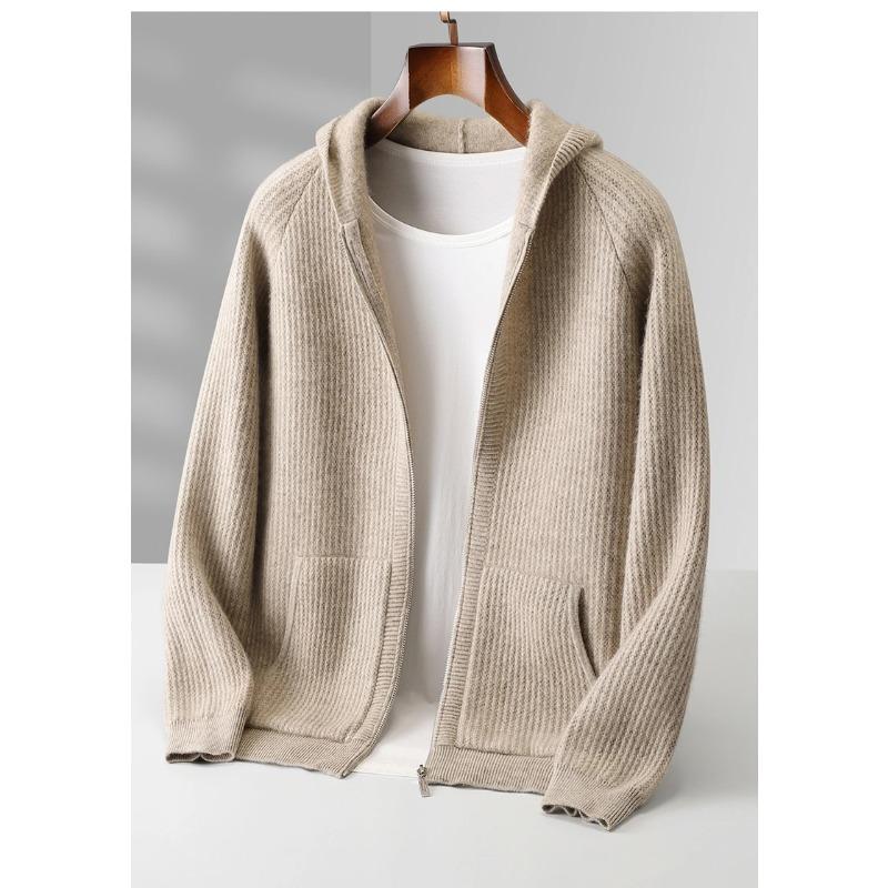 Felpa Cardigan con Zip Spessa da Uomo Maglione Lavorato a Maglia in Lana Merino Casual Larga Autunno Inverno Felpa Calda Giacca a Manica Lunga