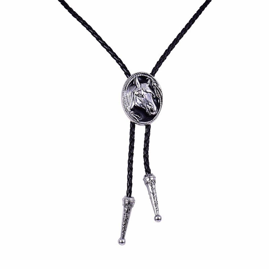 Bolo Tie for Men Carnivals Western Necktie Alloy Horse Head Buckle Bolo Tie for Shirt Sweater Decorative Necktie for Men