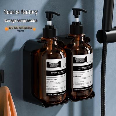 Wall-Mounted Double Soap Dispenser: Large Capacity Manual Shower Gel & Shampoo Bottle