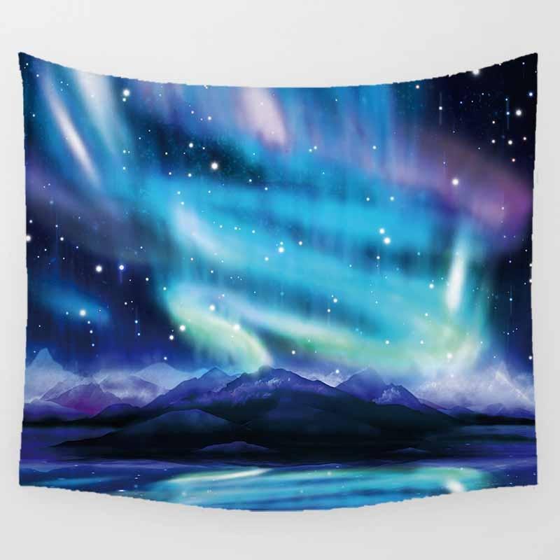 Night Sky Northern Lights Pattern Art Tapestry Home Decor Living Room Bedroom Festive Decor Accessories Background Wall Covering
