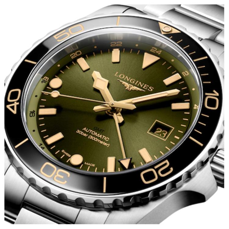 LONGINES HydroConquest series automatic mechanical movement 300 meters waterproof green dial stainless steel case stainless steel strap L38904066