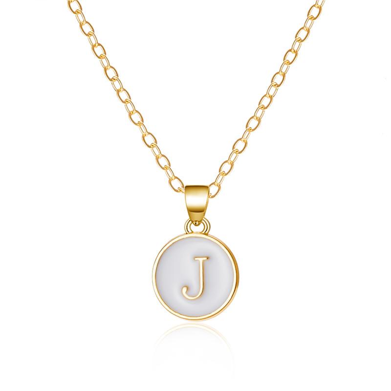 A-Z 26 Letters Necklace For Women Exquisite Initials Name Round Enamel Pendant Clavicle Chain Choker Necklaces Jewelry