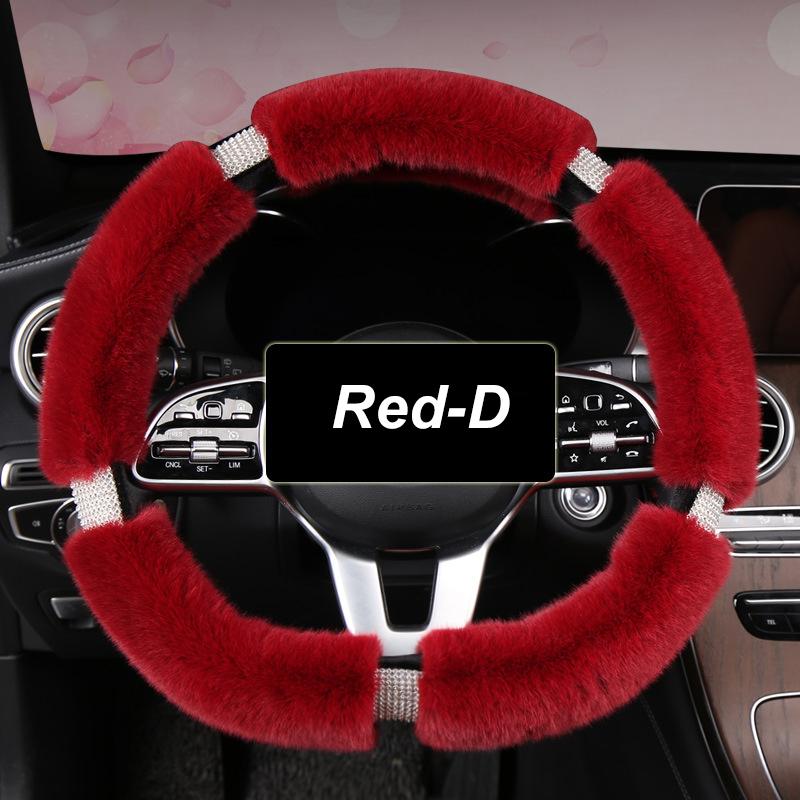 Four Seasons Universal 38cm Car Steering Wheel Cover With Bling Rhinestones Diamond Fur Furry Rhinestone Mosaic Car Accessories