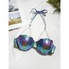 Women's Lavender Metallic Shell Bikini Top with Pearl Chain Straps