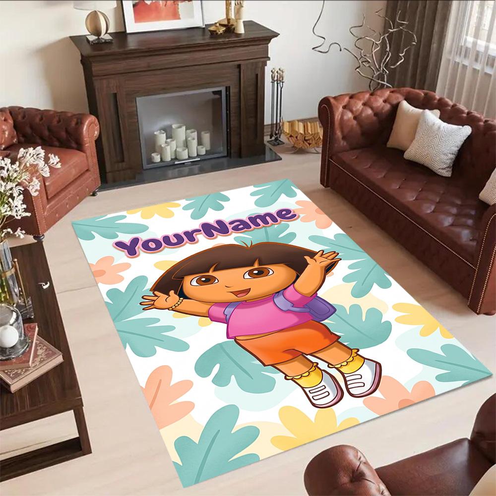 Dora Explorer Personalized Text Floor Rug Office Rug Design for Game Room Decorate room Playrooms Balcony Antislip Carpet Office home decor