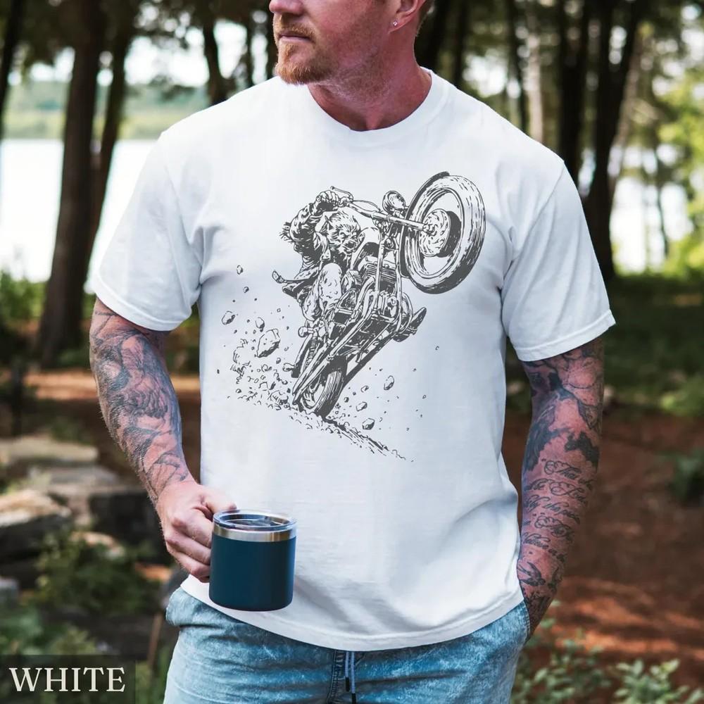 Comfort Colors Werewolf Biker Motorcycle Chopper Rider Graphic Tee Unisex T-Shirt