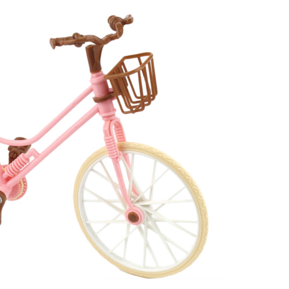 Păpușă cu bicicletă Roz Jucărie artificială pentru bicicletă Coș pentru biciclete detașabil Cască maro pentru fetițe