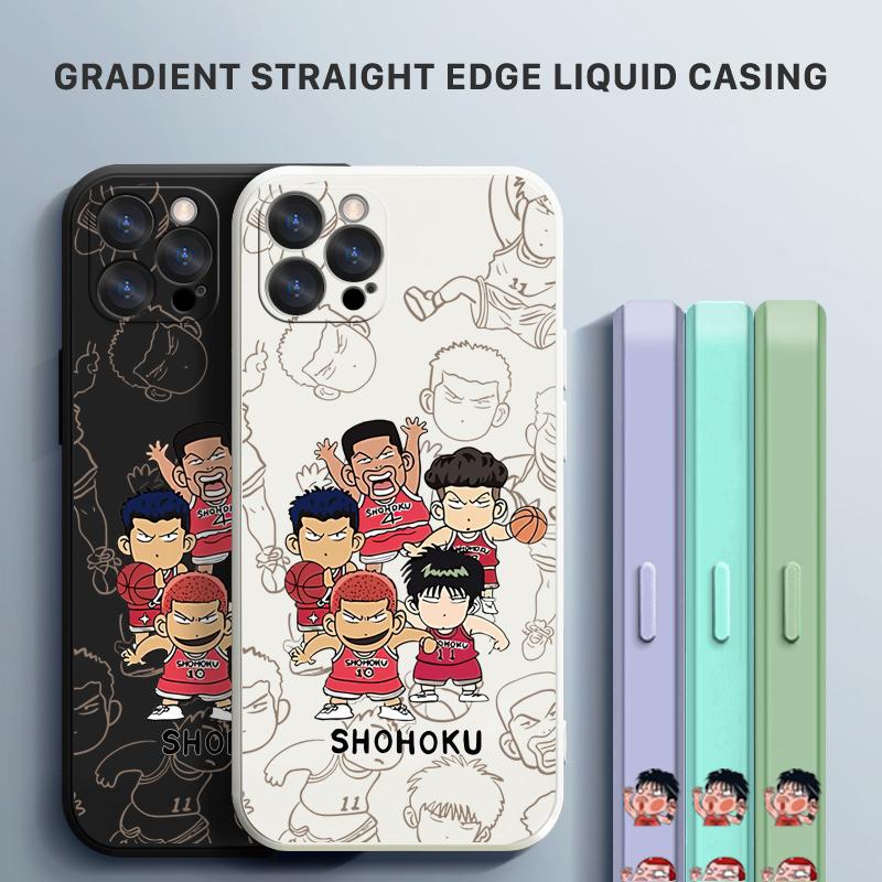 Cartoon Colorful Pattern Printing Phone Case Square Liquid Silicone TPU Full Cover Camera Shockproof Protection Cover for Samsung Infinix Tecno