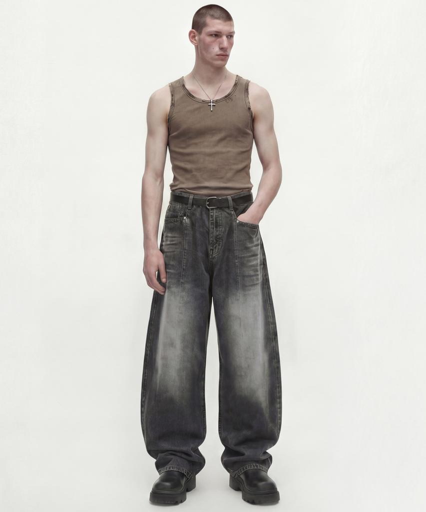Dideobeulyueseui Structure Balloon Denim Pants (Black)