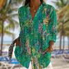 Plus Size Women Long Sleeve Button Shirt Solid Floral Casual Comfort Blouse