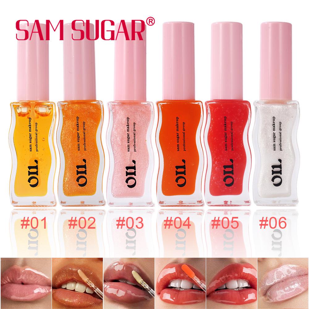 6pcs Fruit Honey Lip Oil: Long-lasting Moisturizing Tint & Pearlescent Gloss Lip Balm. 6pcs