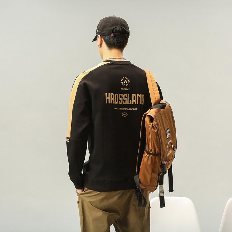 Осенний круглый вырез белый свитер мужской свободный корейский вариант букв повседневный — фото 4