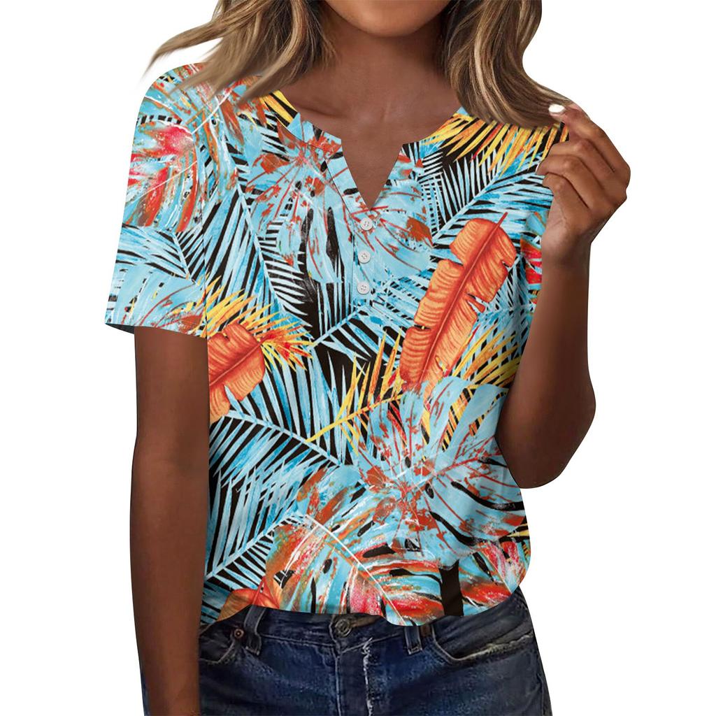 Dammode Casual Kortärmad Blommig Topp