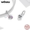 WOSTU 925 Sterling Silver Ladybug Series Charm Zircon Enamel Bead Silver 925 Pendant Fit Original Bracelet Insect Jewelry