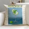 Beverage Theme Hugo Spritz Cocktail Cushion Cover Soft  EasyWash Pillow Case  Versatile for Couch Bed Travel and Office