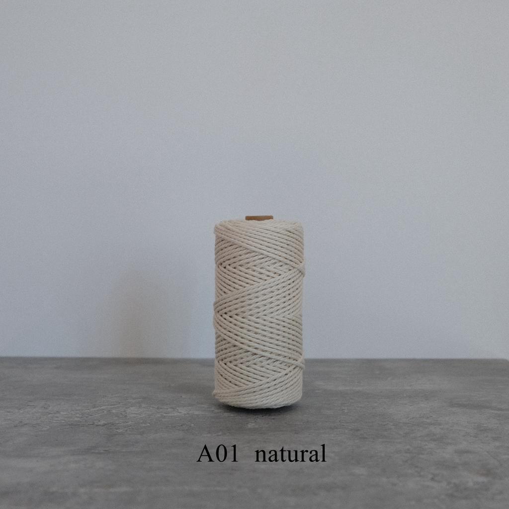 42 Colors 3mm 3-Ply Cotton Cord Pure Cotton 3 Strands Rope Home Tapestry Kids Handmade DIY Macrame Cord