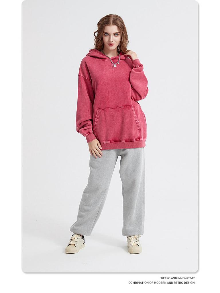 2024 Autumn/Winter Vintage Minimalist Heavyweight Washed Waxed Terry Hoodie (420gsm)