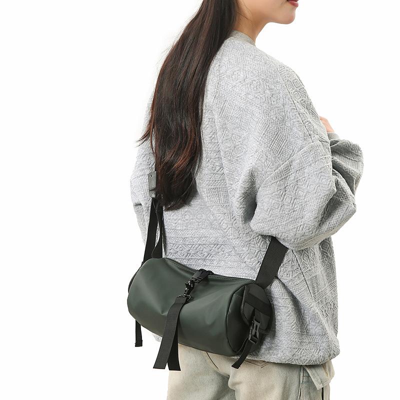 Neutral Messenger Bag 2025 Spring Shoulder Bag Large Capacity Trendy Function Tooling Bag Casual Trendy Men Cylinder Bag