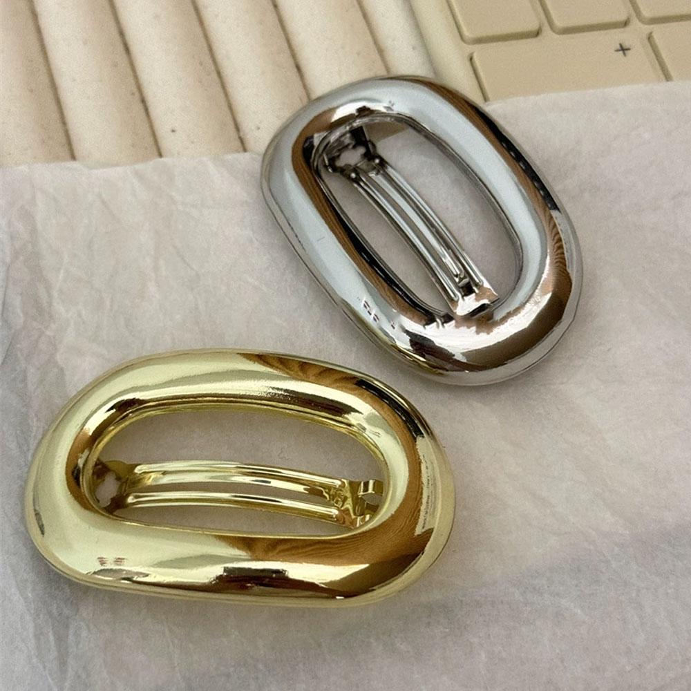 Elegant Metal Hair Accessories Fashion Hollow Oval Spring Hair Clips Vintage Geometric Ponytail Hairpin Barrettes For Women Girl