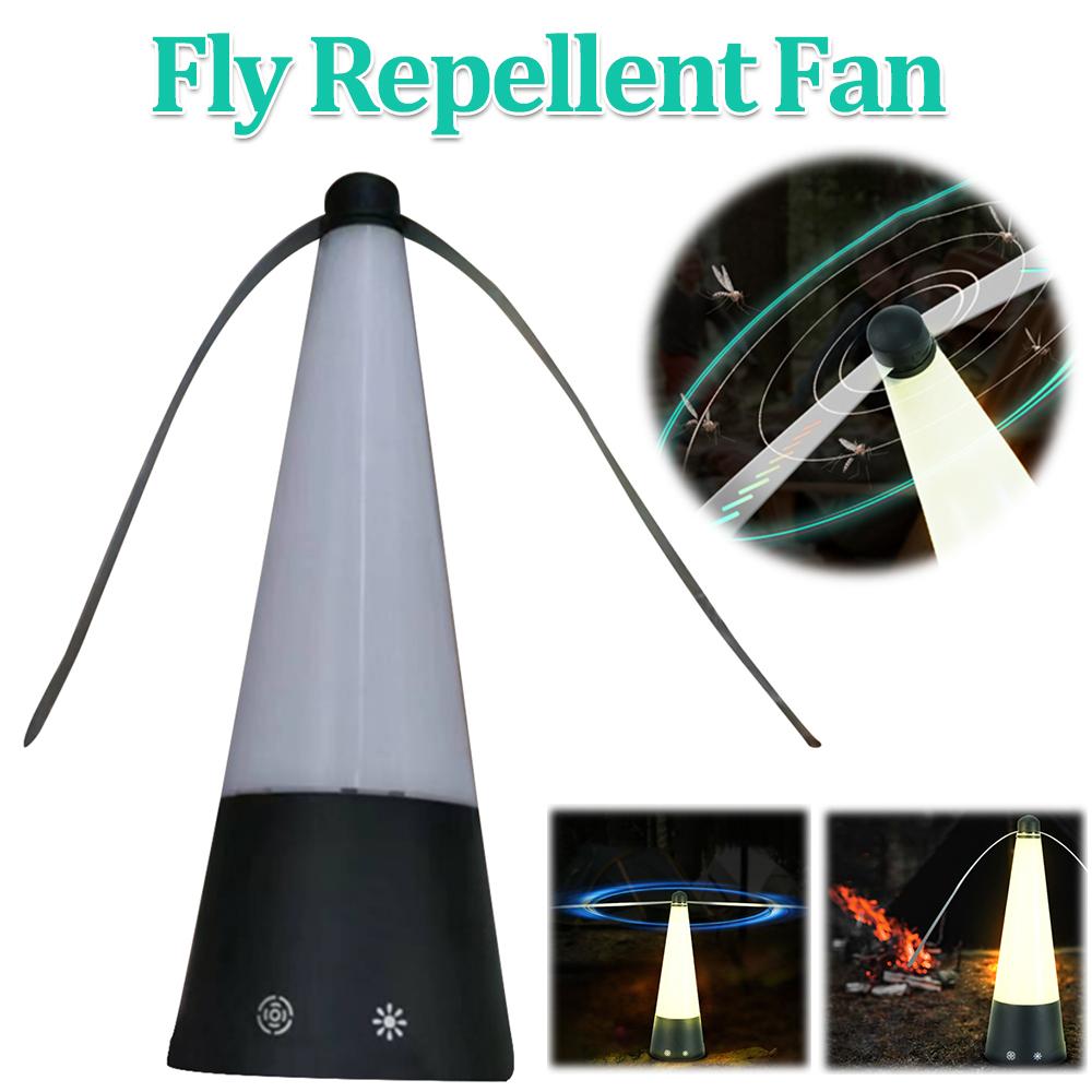 Portable Food Spinner with Holographic Blades LED Light Fly Fan for Tables Keep Flies Away for BBQ Picnic Parties Outdoor Dinner