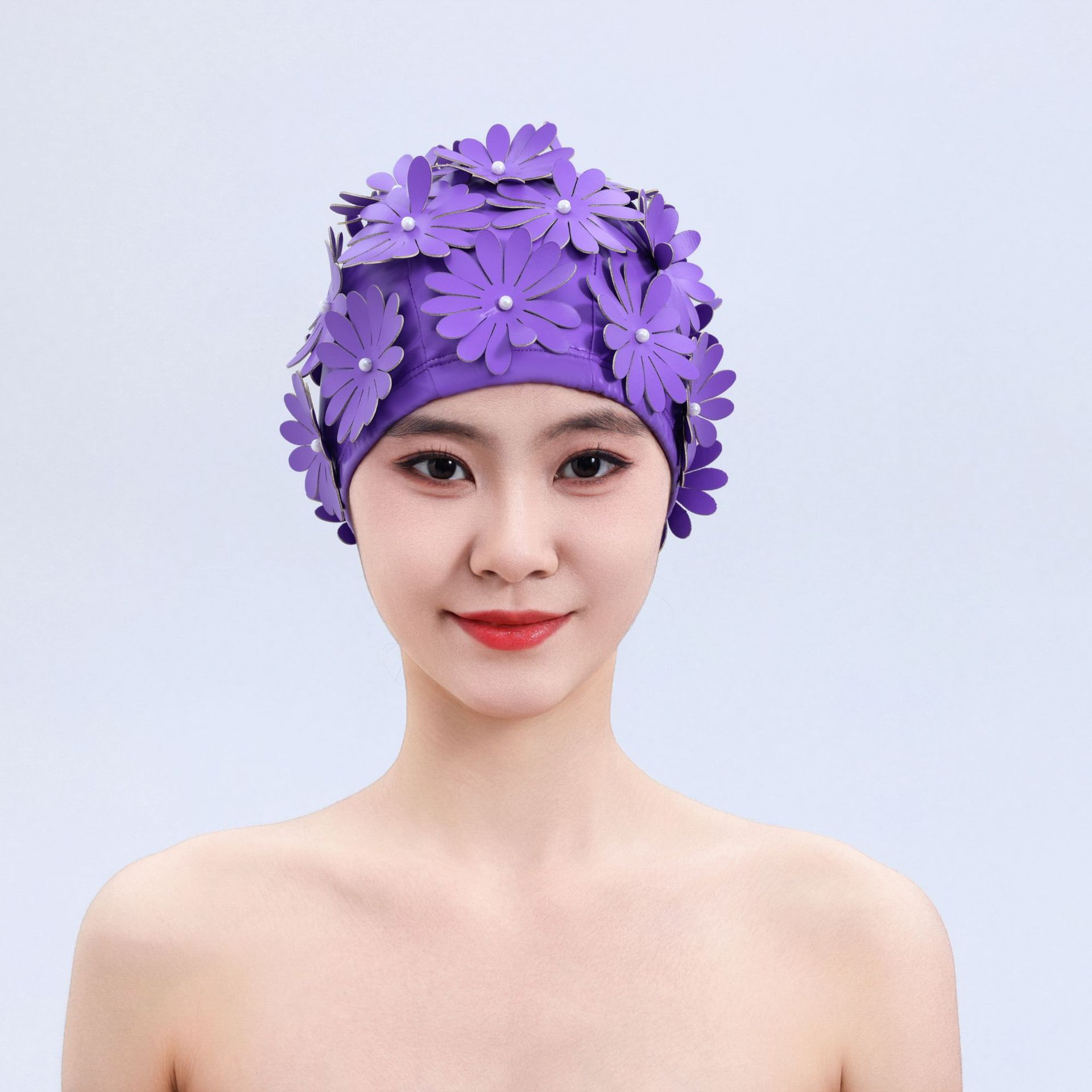 

2026 ПУ Водонепроницаемая Шапочка для плавания Женская Двойная Утолщенная Ручной работы Трехмерная Однослойная Трехслойная Цветы Модная Женская Шапочка для плавания