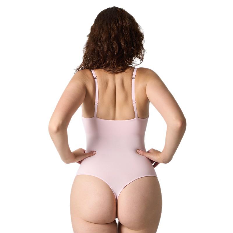 SKIMS Style Lace Trim Nude Bodysuit with Bra Pads - Sexy Women's Camisole 