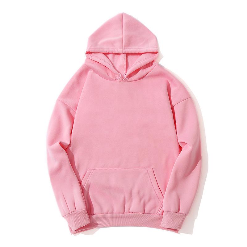 European and American Women's Loose Plus Size Fleece-Lined Hooded Sweatshirt, Solid Color, Long Sleeve, New Autumn/Winter Style.