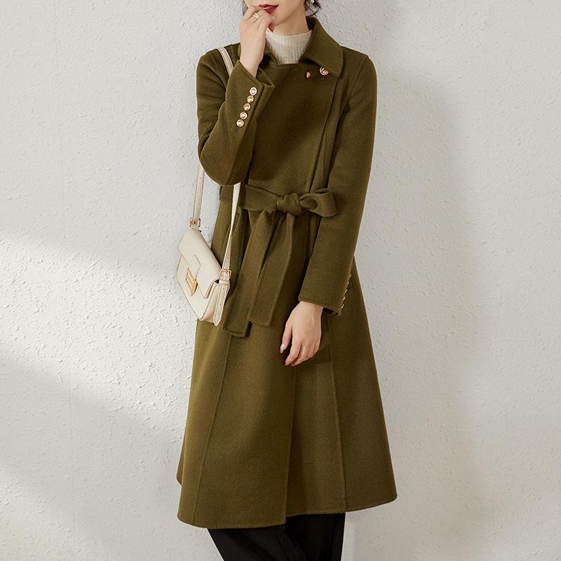 

Весна 2025 Женское шерстяное пальто высокого класса в стиле Хепберн с поясом L (Recommend 57kg-62.5kg)