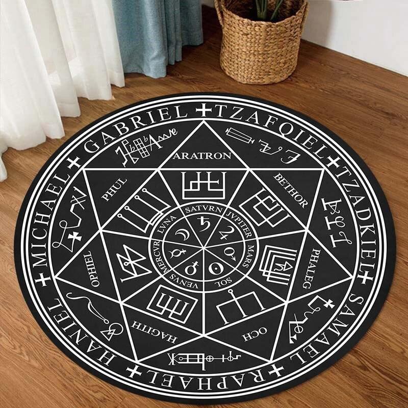 Occult Symbol Round Carpet, Personalized Rug, Housewarming gifts,Satan Brimstone Round Carpet, Satanic Home Decor