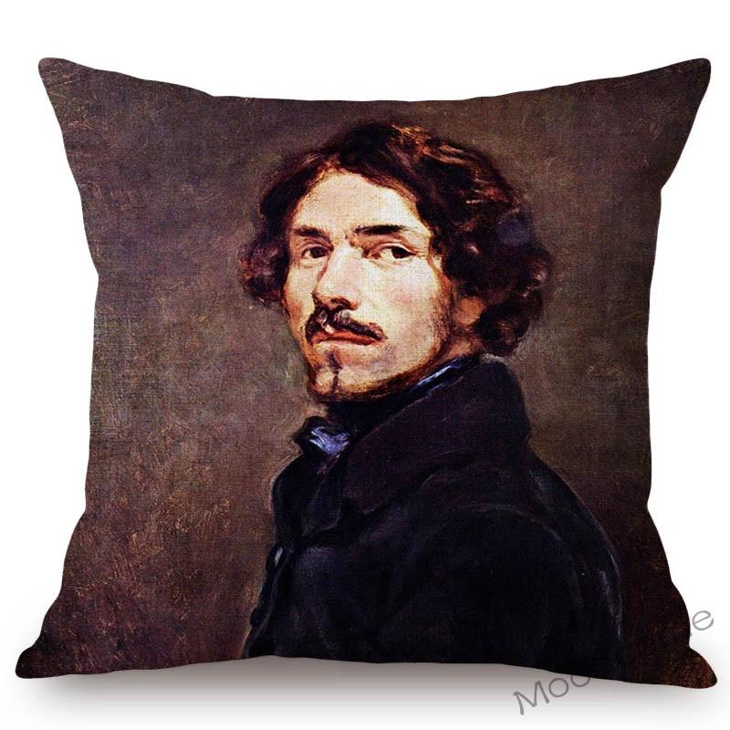French Painter Eugene Delacroix Liberty Guiding The People Famous Oil Painting Home Decorative Pillow Case Sofa Cushion Cover