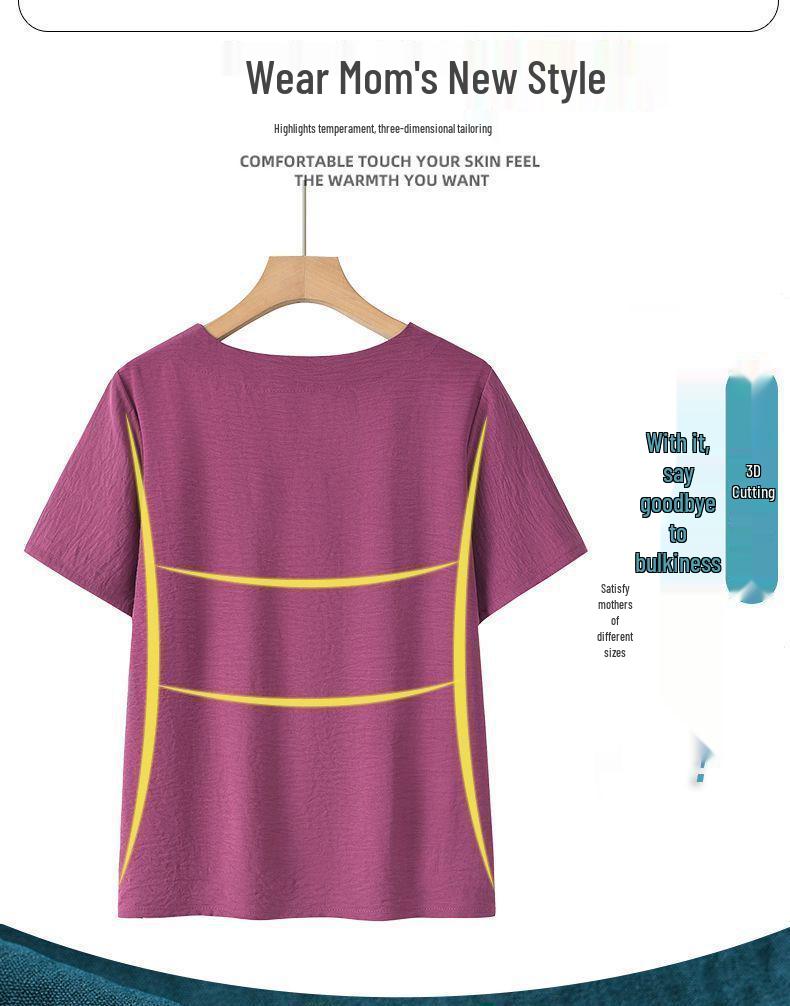 Women's Summer 2026 Short-Sleeved Two-Piece Set for Middle-Aged Moms and Elderly Women