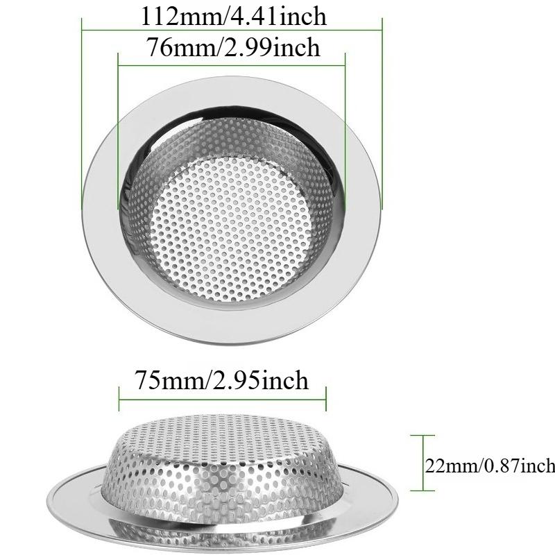 1/3/5 PCS Stainless Steel Sink Strainer Universal Fit Drain Basket Rust-Proof Food Catcher for Fast Drainage Easy Clean