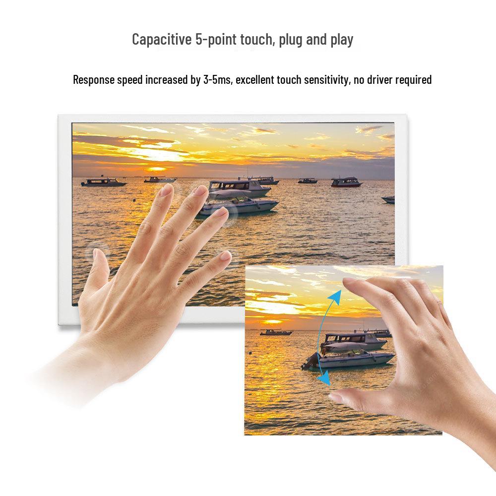 Portable HDNI Monitor: Black and White Metal Shell, High-Definition Capacitive Touch LCD