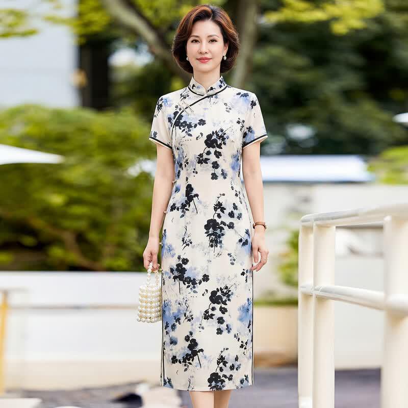Elegant Floral New Chinese Style Qipao Dress
