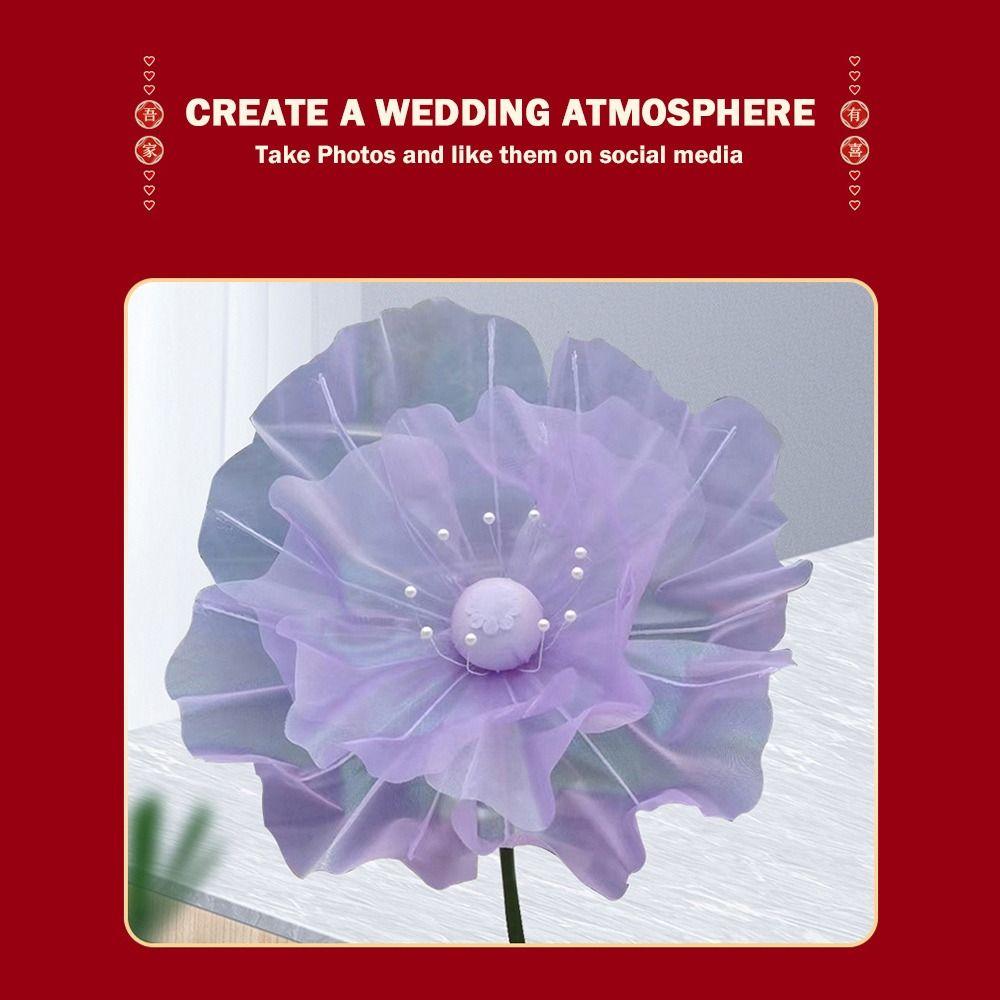 Hollow Design Gauze Poppy Flower 3D Large Simulation Flower Giant Silk Flower  Wedding Decoration