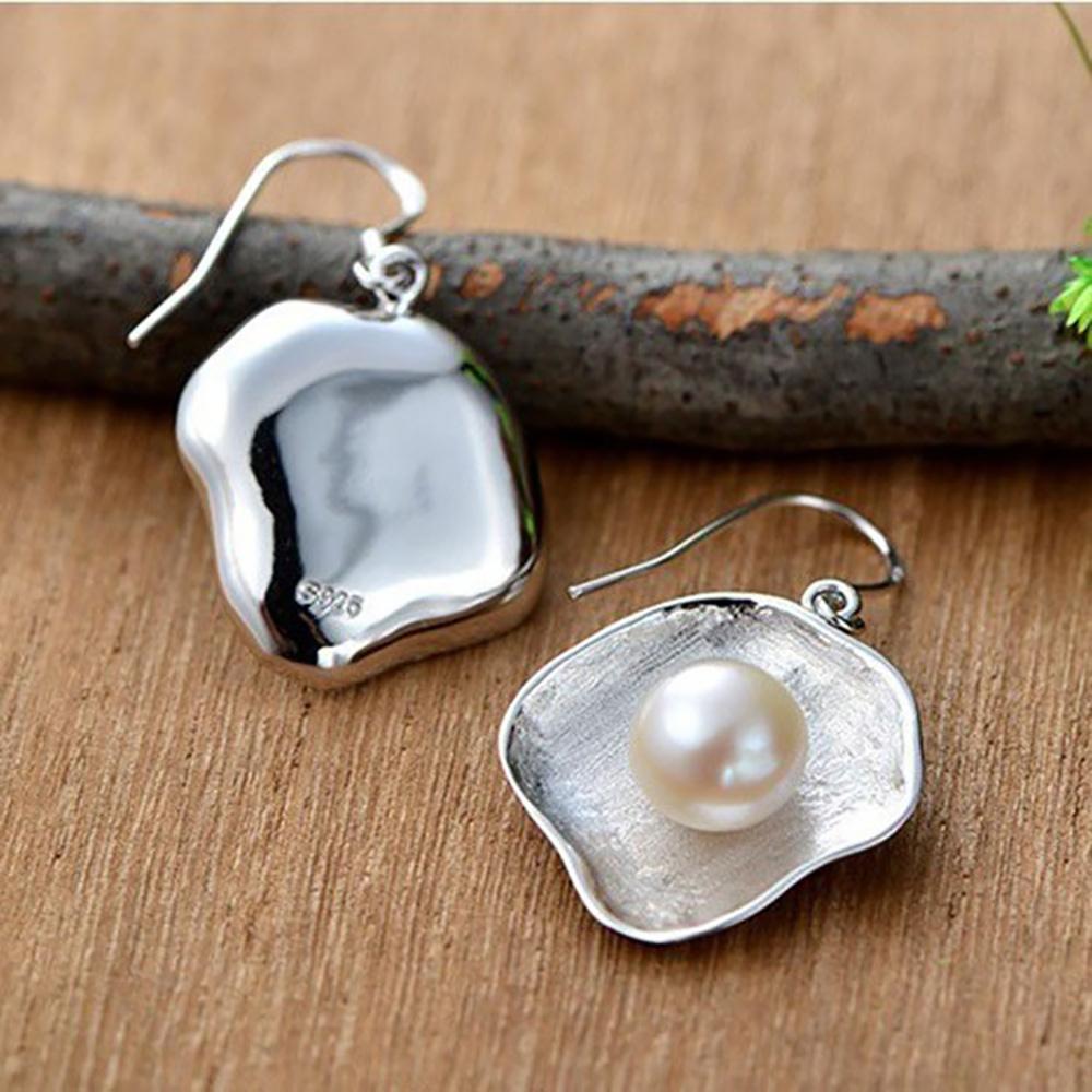 Elegant Shell Pearl S925 Silver Ear Needle Stud Earrings Women's Fashion New Style Luxury Gentle Minimalist Geometric Jewelry