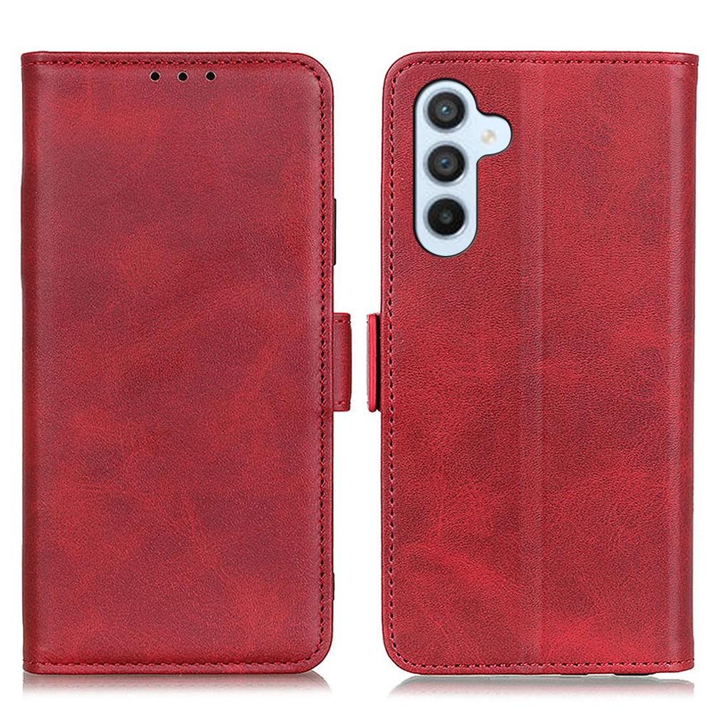 

For Samsung Galaxy S25 FE Case Stand Cowhide Texture PU Leather Phone Cover Red