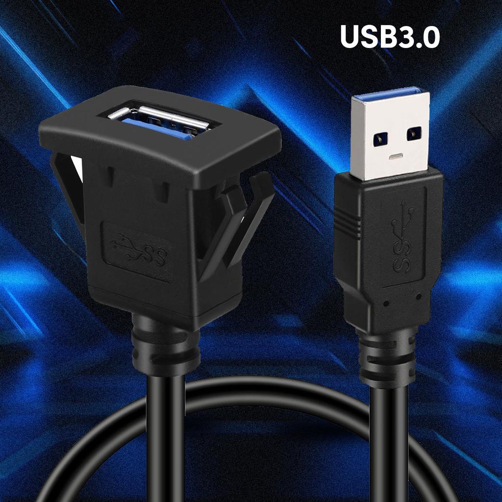 Cablu de prelungire pentru montare pe panou AUX, rezistent la apă, USB3.0, mascul la femelă, pentru mașină, camion, bărci, tablou de bord pentru motociclete, 1 metru