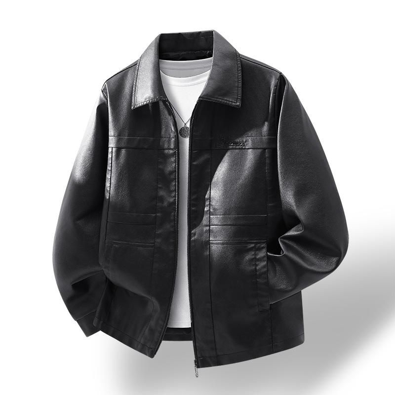 Spring and Autumn Men's Slim Leather Jacket New Men's Leather Jacket Large Size Leather Jacket Men's Thin