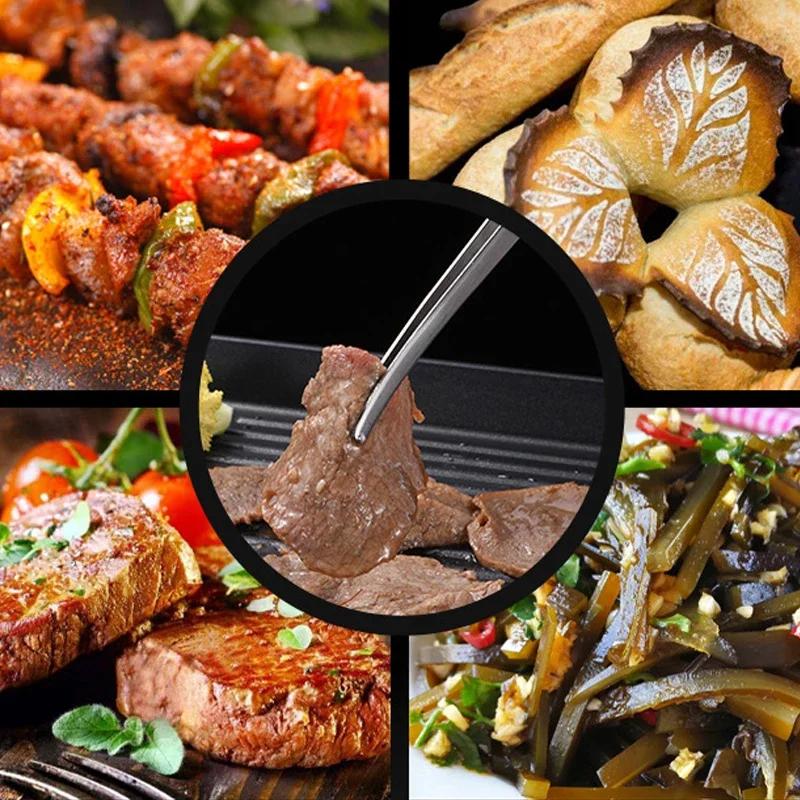BBQ Food Tongs Korean Barbecue Clips Stainless Steel Grill Cooking Chief Tong Kitchen Bread Baking Outdoor Grilling Steak Clamp